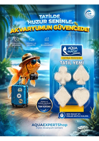 Akvaryum Balık Tatil Yemi - Dörtlü Yem - Yavaş Salınım - Ekstra Protein - Balıklarınız Güvende Kalsın