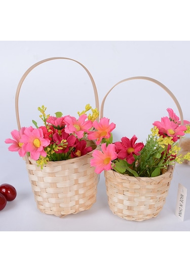 Xiaaokeji 18 Adet Bambu Örgü Sepet Ev Depolama Sepeti Bitki Kutusu-s Kahverengi