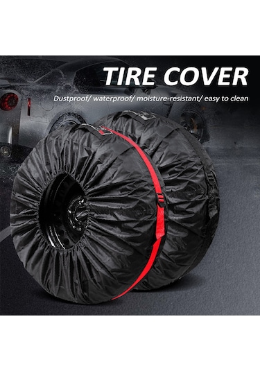 Dianziye Araba Rehber Lastik Koruması - 190t Poliester, Su Geçirmez, 19-23 İnç 80cm Çap , Kırmızı, Tekli Paket