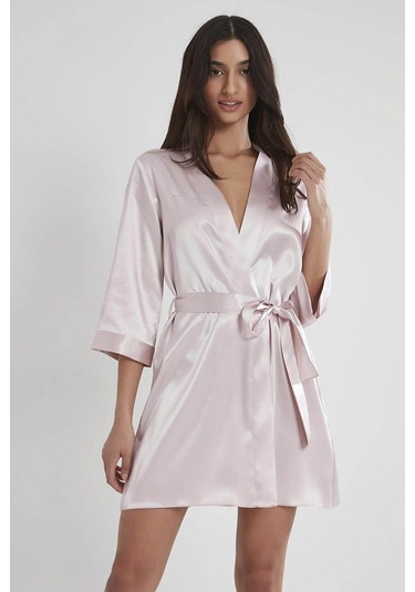 Pierre Cardin Saten Kısa Tek Sabahlık 1010 Pudra Pudra