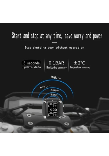 Boatshop1 Ynf Bisiklet Motosiklet Tpms 2 Dis Sensor Siyah Lcd Ekran Lastik Basinc Sicaklik Izleme Alarm Usb Dayanikli