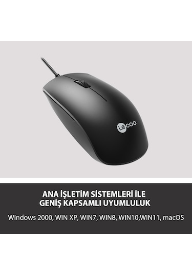 Lecoo MS100 USB Kablolu 1000 DPI 3 Tuşlu Optik Mouse