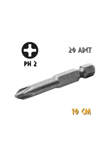 Kupa Tyson Vidalama Ucu Bits Uç - Ph2 Yıldız - 10 Cm. - 20 Adet