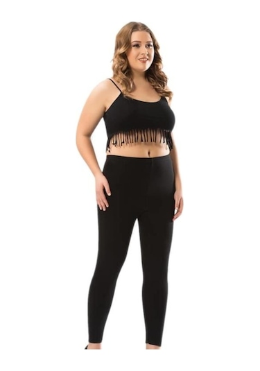 Kota Bayan Battal Beden Likralı Penye Düz Uzun Tayt 4000