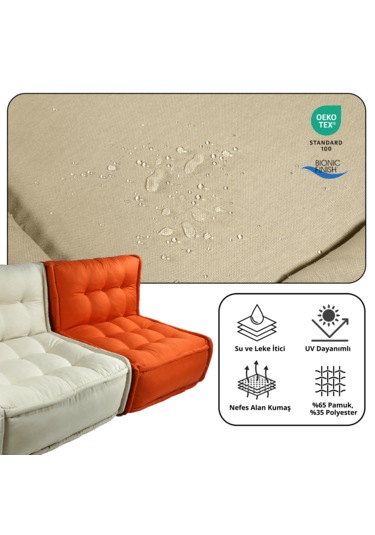 Xpermate Zen Sırtlı Minder İskandinav Tarzı Minder 80x60 Bej