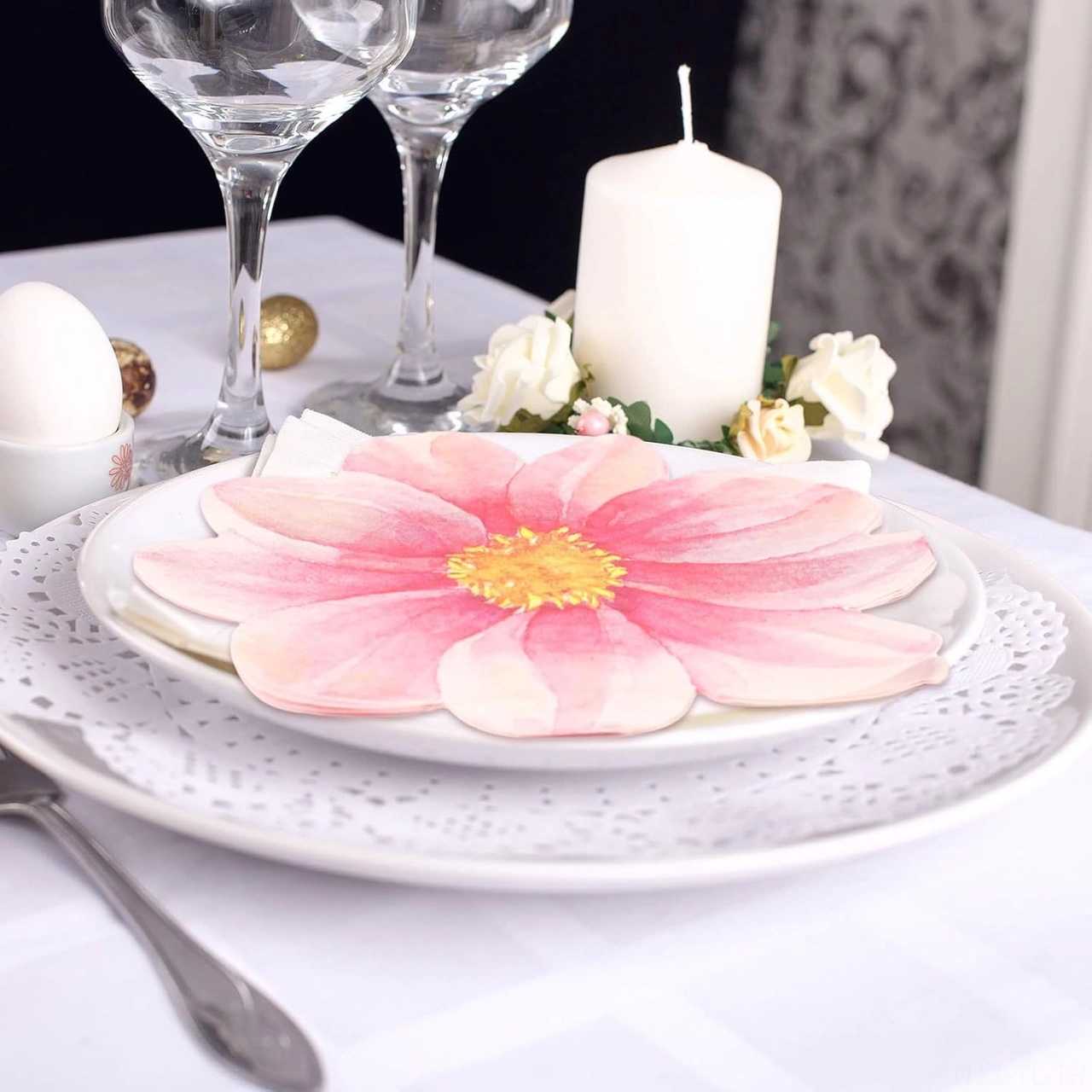 Hombey 100 Adet Pembe Gül Şekilli Tek Kullandım Kokteyl Peçeti - Düğün, Doğum Günü, Parti Servis Malzemesi Dekoratif Bezi Pembe