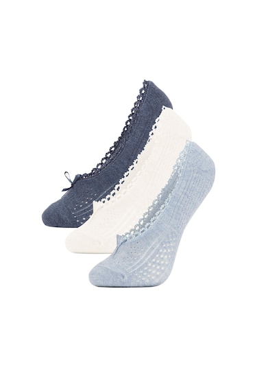 Defacto Kadın Görünmez 3'lü Pamuklu Babet Çorap Z9631AZNSNV2 Lacivert