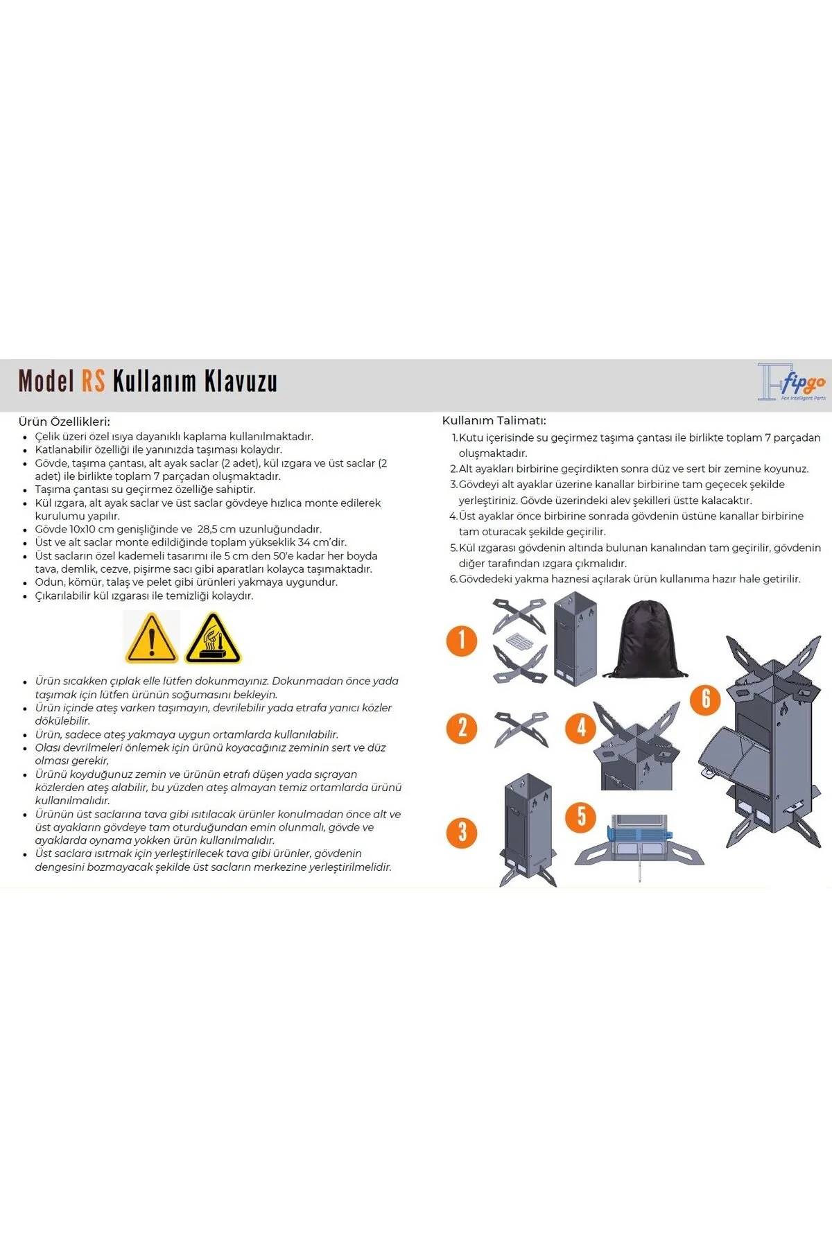 Model Rs Roket Soba , Kampçı Sobası, Odun Ateşinde Çay, Taşınabilir-portatif Soba