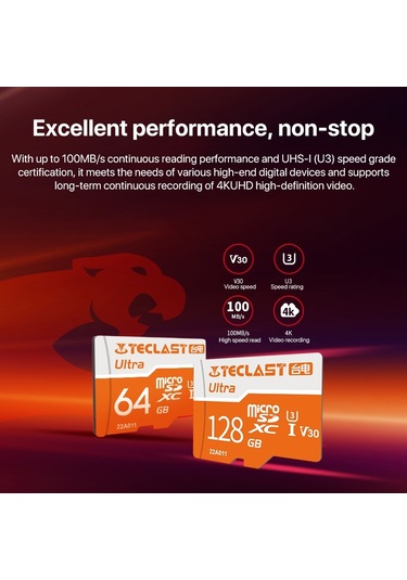 Sones Teclast U3 Ultra Yüksek Hızlı Tf Kart / Micro Sd Kart, Bellek: 64 Gb