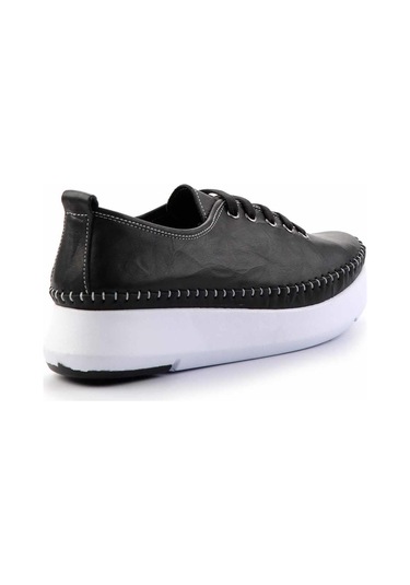 Siyah Hakiki Deri Kadın Casual Ayakkabı K01908005203 Siyah