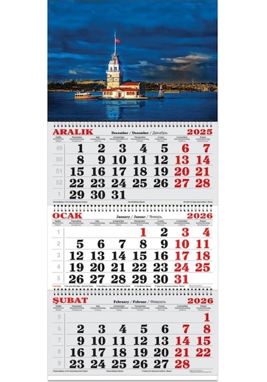 Keskin Color 2026-3 Aylık Spiralli Jumbo Denizci Takvim-istanbul