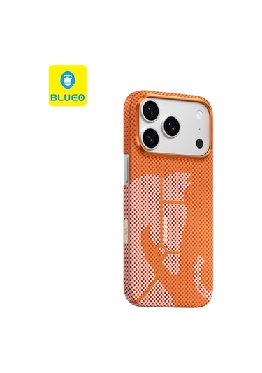 Apple Uyumlu iPhone 17 Pro Max Steed Woven Magsafe Aramid Fiber Premium Kılıf Turuncu