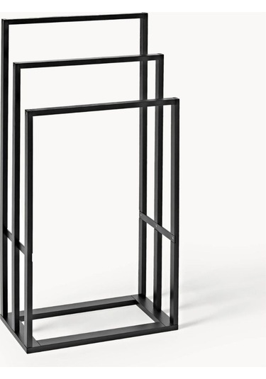 Bambu Üçlü Metal Banyo Havlu Askılığı Siyah