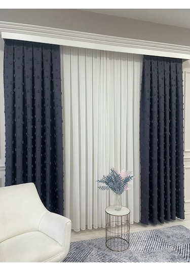 Brillant Carla Puffy Püsküllü Perde İstenilen Tüm Ölçülerde Antrasit Antrasit