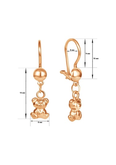 Zolotoj Merkurij Çocukların Altın Kaplamalı Gümüş Ayı Küpeleri 106071627 Altın