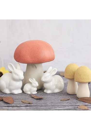 3 Adet Seramik Minyatür Tavşan Figürü Mikro Küçük Mini Tavşan Heykeli Paskalya Manzara Çiçek Saksısı Yosun Peri Bahçe Süsü Dekorasyonu