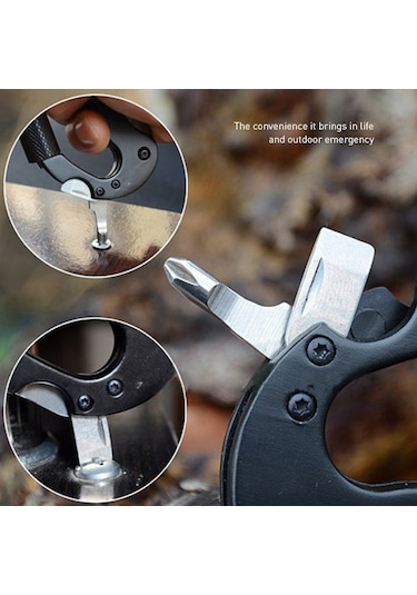 MSO Outdoor Paslanmaz Çelik Karabina Çakı Bıçak Tornavida Siyah