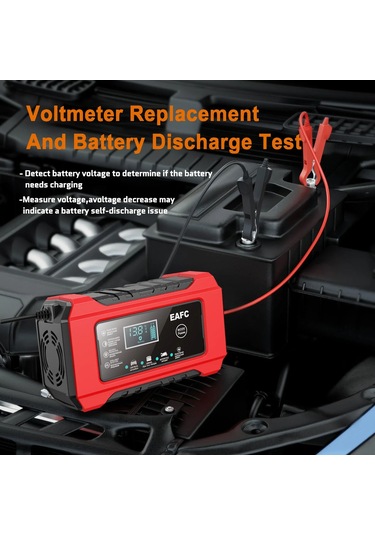 Araba Pil Şarj Cihazı 12v 6a Darbe Onarım Lcd Ekran Akıllı Hızlı Şarj Agm Derin Eu Plug
