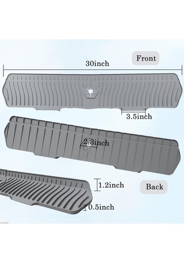 Ximistore9 Gri Silikon Lavabo Matı, Otomatik Su Akışlı Mutfak/ Banyo Musluk Altı Koruyucu, 76cmx15.3cm Kaymazsız Su Toplamama Döşeme Gri