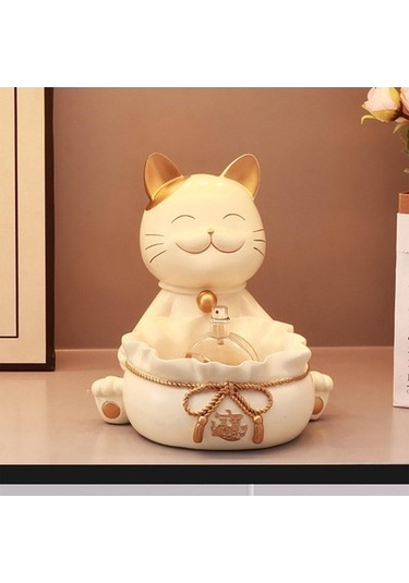 Lijinxu Magideal Reçine Şanslı Kedi Heykeli