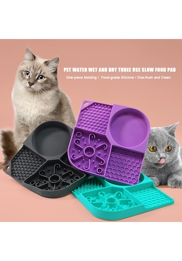 Mufunye Köpek Silikon Yavaş Yeme Matı, Dört Bölmeli Atıştırmalık Tutucu, Sucuklu Süngerli, Duş Vakti Gönüllü Dağıtıcı, Mor Diğer