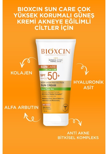 Bioxcin Sun Care Akneye Eğilimli Ciltler Için Güneş Kremi 50 Spf 150 Ml - Akne, Dry Touch, Mat, Kolajen