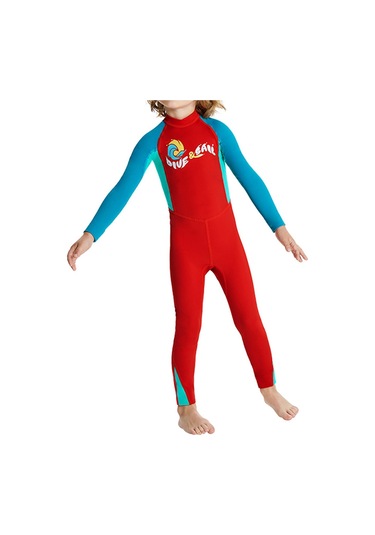 Suntek Çocuklar Wetsuit Suya Dayanıklı Mayo L-kırmızı