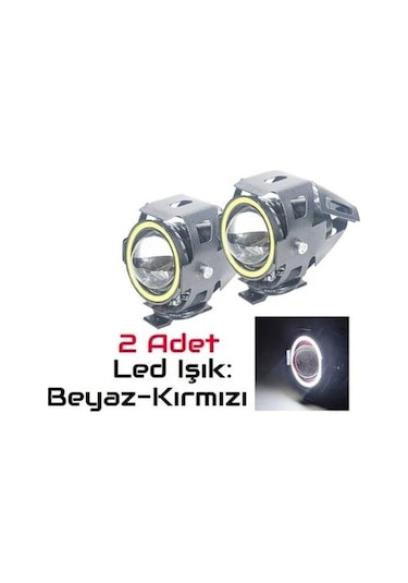 U7 Motosiklet Sis Far Led Mercekli Angel Led 2 Adet 3 Modlu