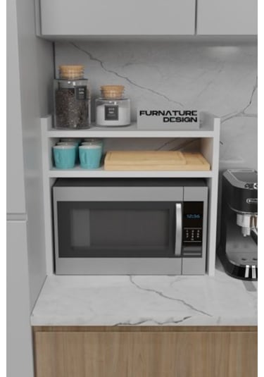 Tezgah Üstü Mikrodalga Fırın Rafı Mutfak Organizer Beyaz