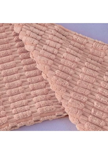 Bej 2 Adet Kadife Yastık Kollu İskandinav Düz Renk Kare Yastık Görünmez Fermuar Tasarımlı Yastık Kılıfı