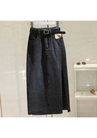 Plaj Yaz Kadın Kot Etek Klasik Açık Mavi Yüksek Bel Günlük Kot Bayan Kot Etek Siyah