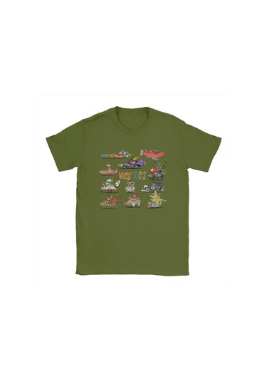 Champrınt 60'lar Tuhaf Yarışlar Erkek Pamuklu Tişört - Kısa Kollu O Boyun 4xl 5xl 6xlordu Yeşil Ordu Yeşil