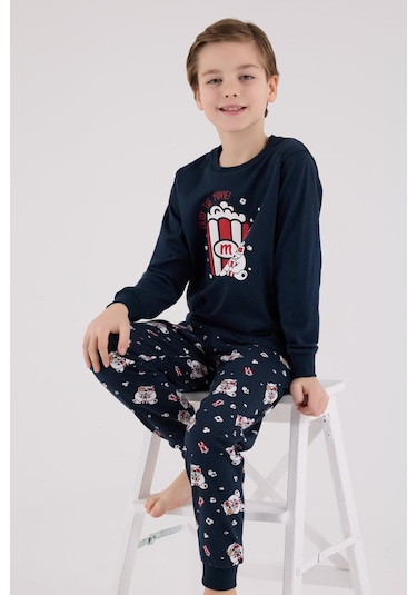 Rolypoly Erkek Çocuk Uzun Kol Pijama Takım Lacivert-1744 Lacivert