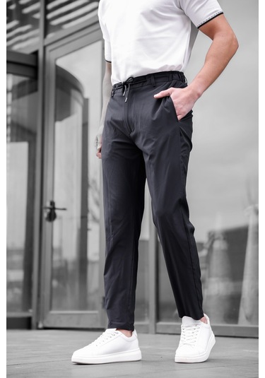 Jogger Paraşüt Kumaş Siyah Renk Erkek Pantolon-1767 Siyah
