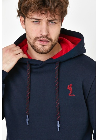 Polostate Erkek İskelet Nakışlı 3 İplik Sweatshirt Lacivert