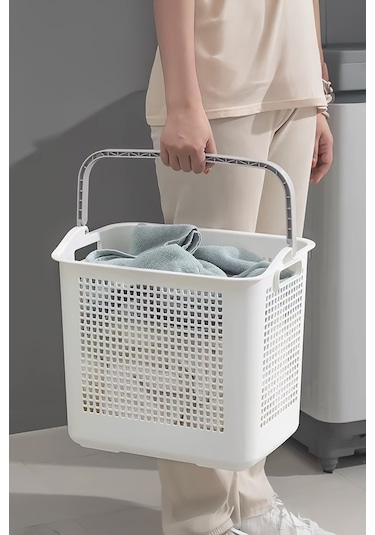 İronika Samba Kirli Temiz Çamaşır Sepeti Çok Amaçlı Oyuncak Sepeti - Beyaz Beyaz