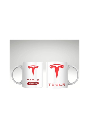 Applucky Tesla Logo Tarihçesi Baskı Kupa Bardak Beyaz