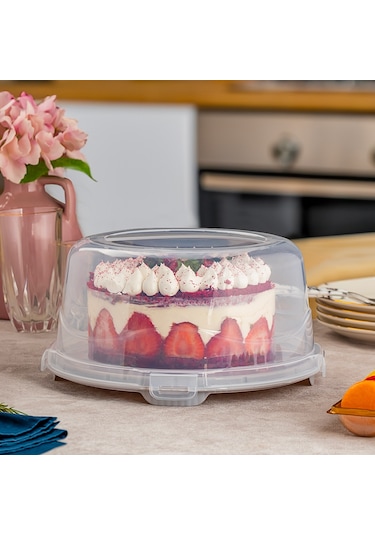 Porsima 1092 Yuvarlak Kek Pasta Fanusu Saklama Kabı 25 CM Gri