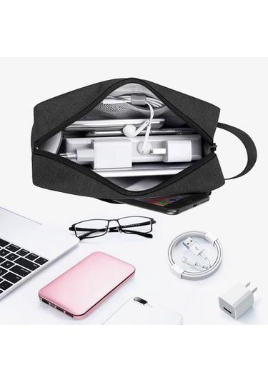 Lemestar Yolculuk Su Geçirmez Nylon Organizer Çanta - Kozmetik, Tıraş Malzemeleri Ve Temizlik Gereçleri İçin 22x8x15 Cm Siyah