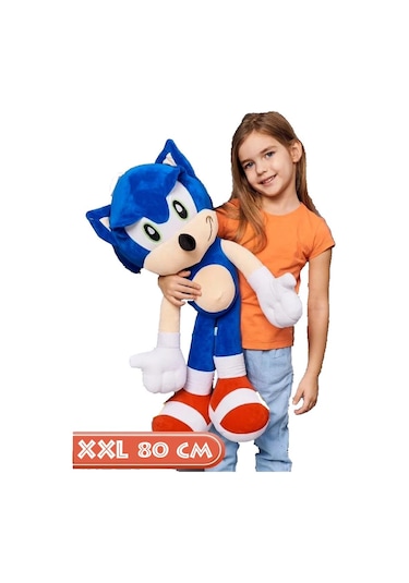 Xxl  Kumaş Sonic Boom Hedgehog Kirpi Sonic Peluş Oyuncak Uyku & Oyun Arkadaşı Dev Boy 80 Cm