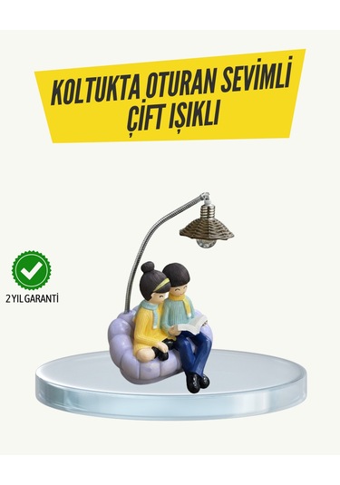 Okuyan Çift Figürlü Dekoratif Gece Lambası Csmtex - 61 Hediye Seçeneği Plastik