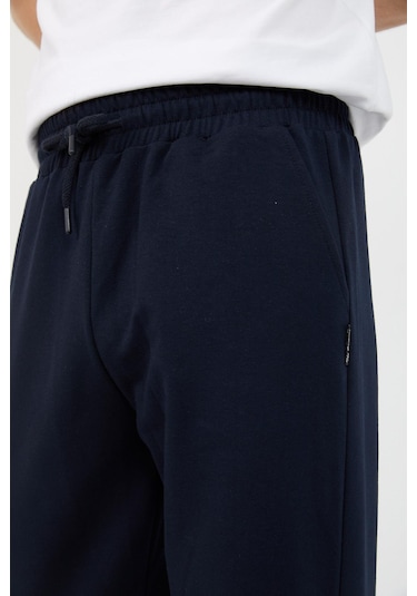 Lacivert Relaxed Fit Bisiklet Yaka Sweatshirt Düz Paça Erkek Eşofman Takımı Lacivert