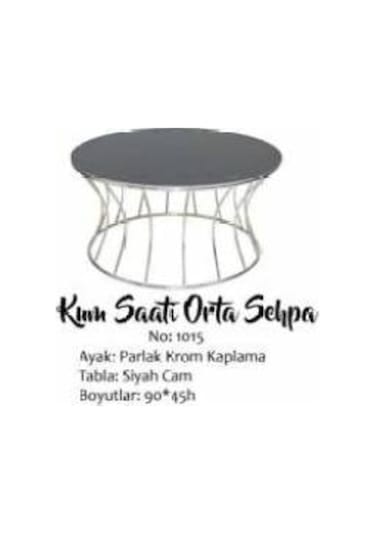 Brc Kum Saati Orta Sehpa Model 1015 Temper Siyah Düz Cam Metal