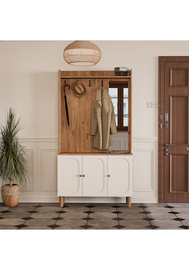 5091 Roma Sağ Aynalı 3 Kapaklı Membran 3 Askılı Bohem Portmanto