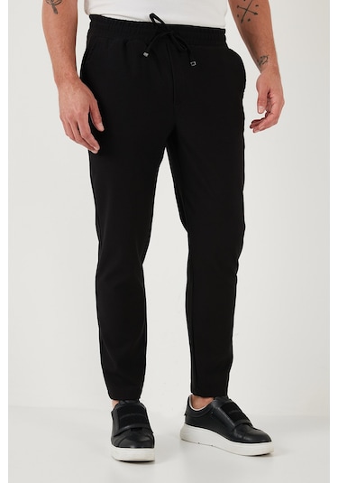 Buratti Streç Regular Fit Normal Bel Düz Paça Jogger Erkek Pantolon Cf25617953 Siyah