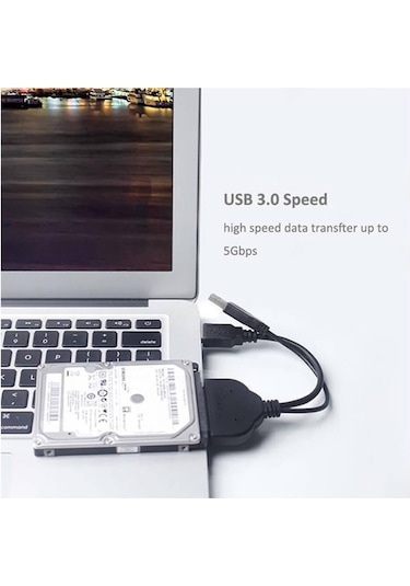 2.5" Usb 3.0 To Sata Hdd Ssd Dönüştürücü Adaptör Kablosu + Koruma Kutusu