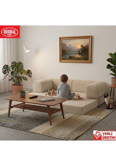 Pleasant K180x90 Sünger Kanepe Modüler Kadife Kumaşlı Koltuk Krem