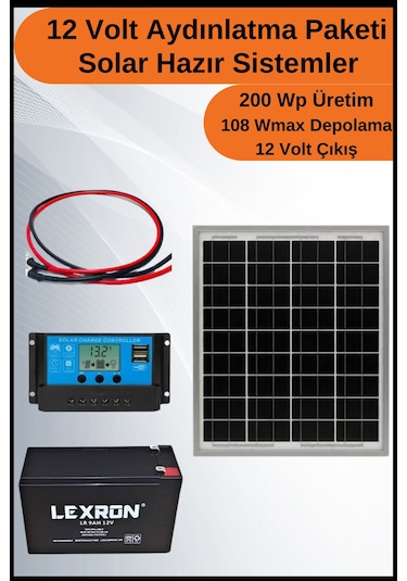 N&D Lighting Aydınlatma Tall Mono Solar Paket 12 Volt-200wp