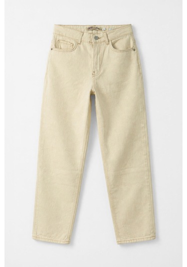 Bluew White Kadın Ekru Straight Fit Pamuk Jean Pantolon 24