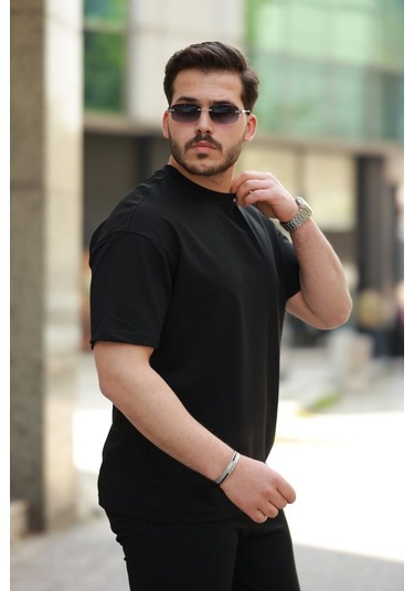 Erkek Kısa Kollu Basic Oversize Tshirt Siyah